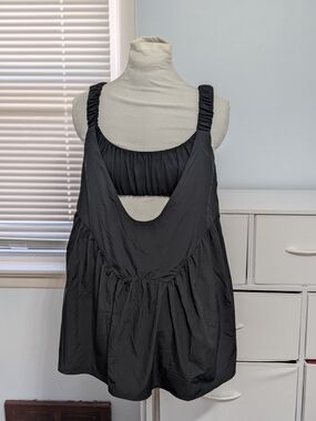 FP Movement by Free People Black Backless Ruched-Strap Mini Dress